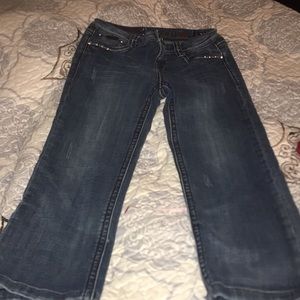 LA idol rhinestone junior sz3 capris dark wash